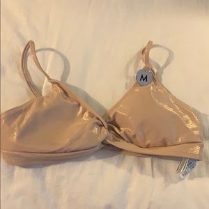 Tan glittery bikini top